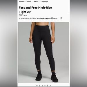 Lululemon - Fast and Free High-Rise Tight 25"